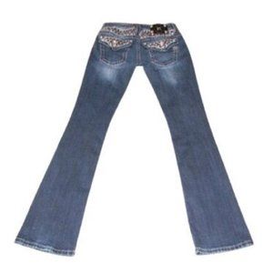 Miss Me Jeans Size 26 Signature Rise Boot Flap Pocket Embellished Denim